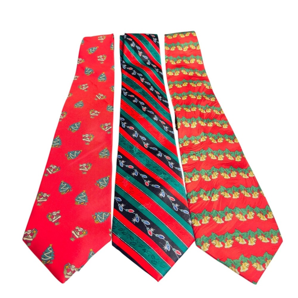 Stafford Noel Keith Daniels Christmas Silk Necktie Lot 3Pc‎ Preowned Holiday